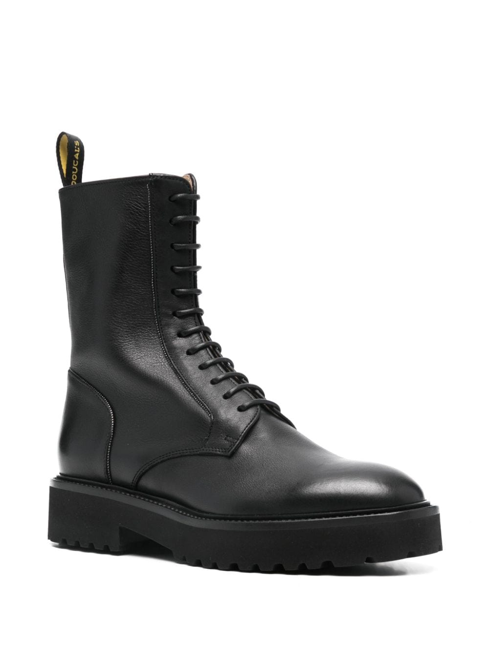 Shop Doucal's Leather Combat Boots In Black