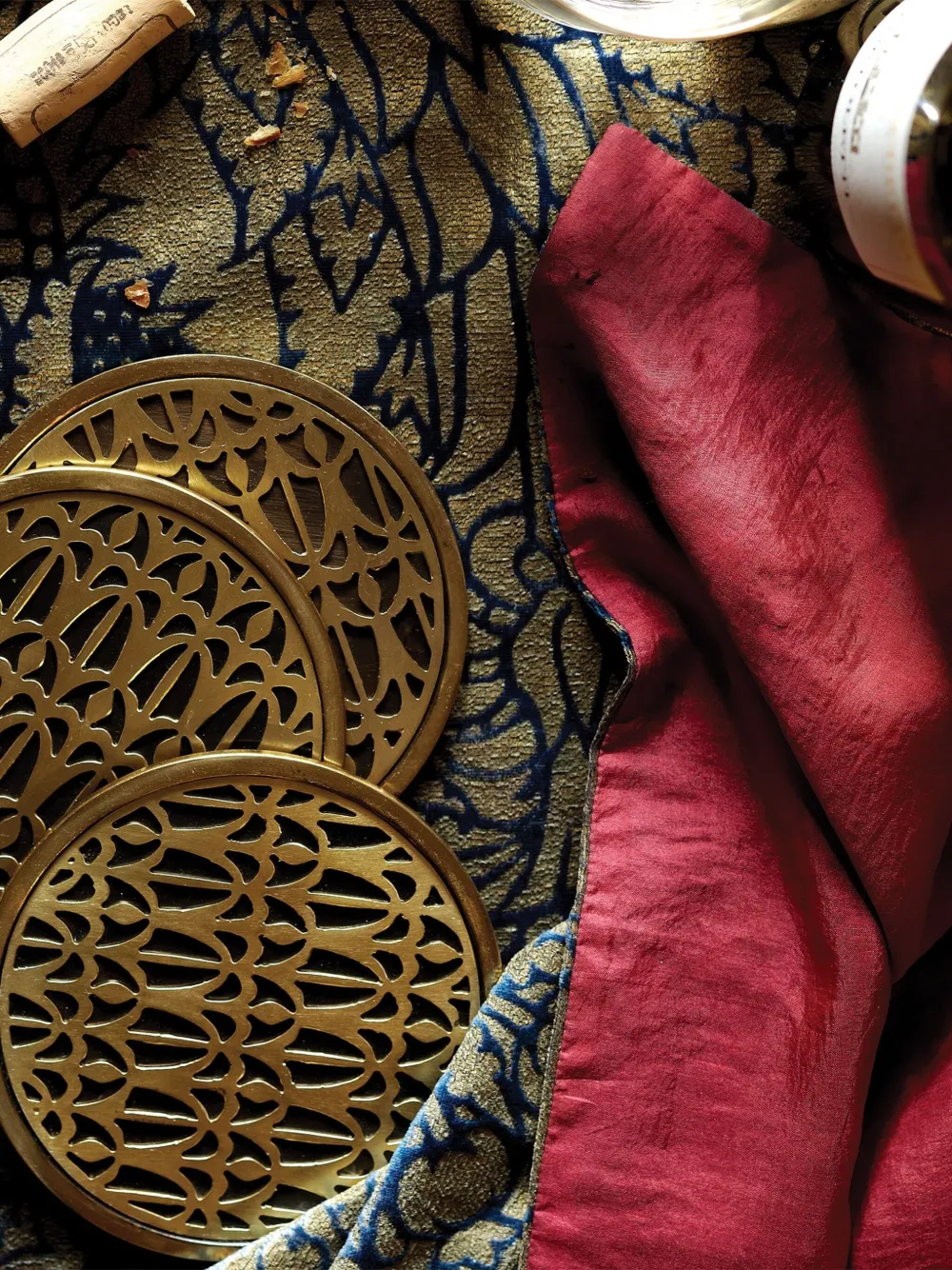 L'objet Fortuny Venise Coasters (set Of Four) In Gold