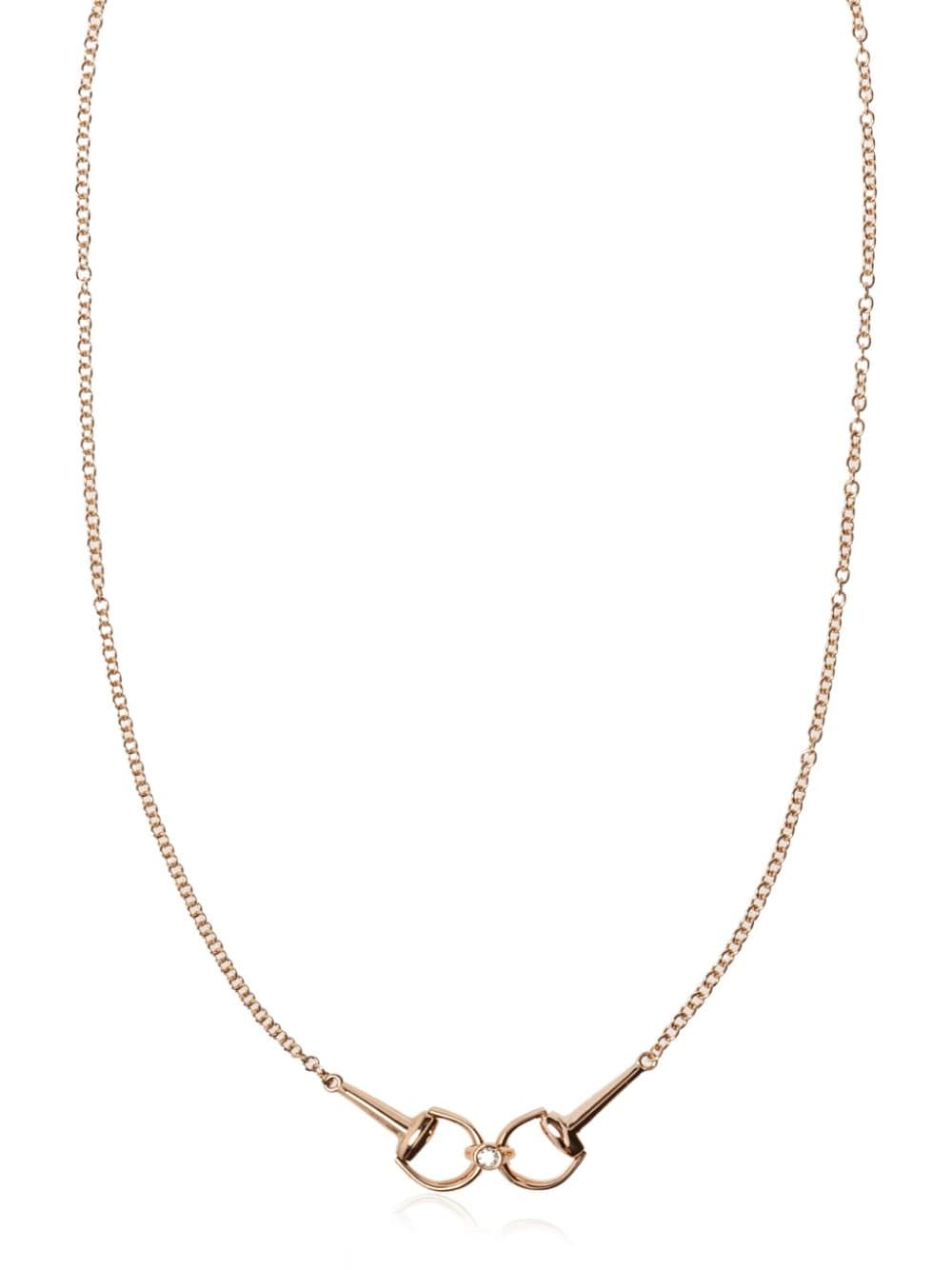 Shop Gucci 18kt Rose Gold Horsebit Diamond Necklace In Rosa