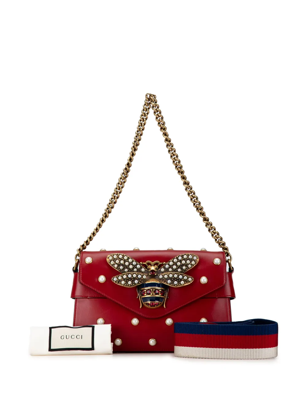 Gucci broadway pearly bee shoulder bag deals