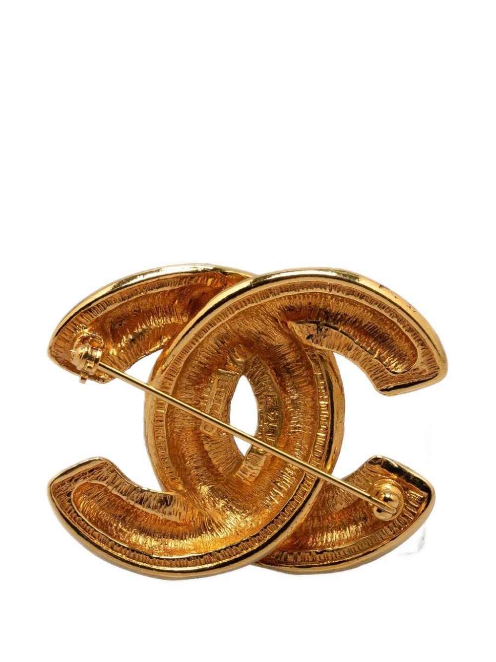 CHANEL Pre-Owned 1950-1970 Gold Plated CC Quilted costume brooch - Goud