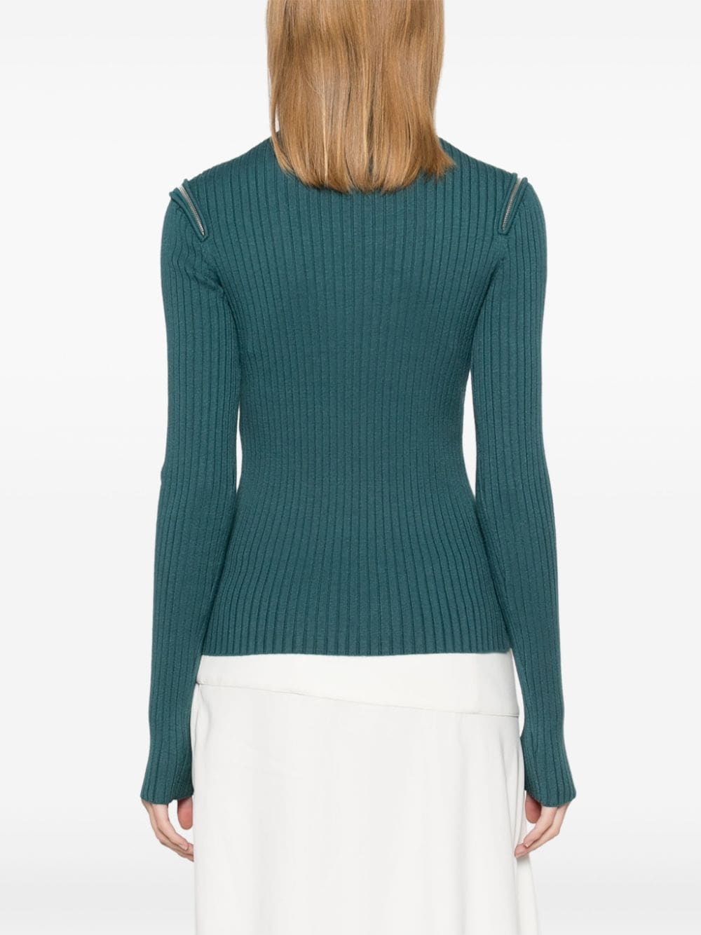 Shop Patrizia Pepe Zip-detail Sweater In Blau