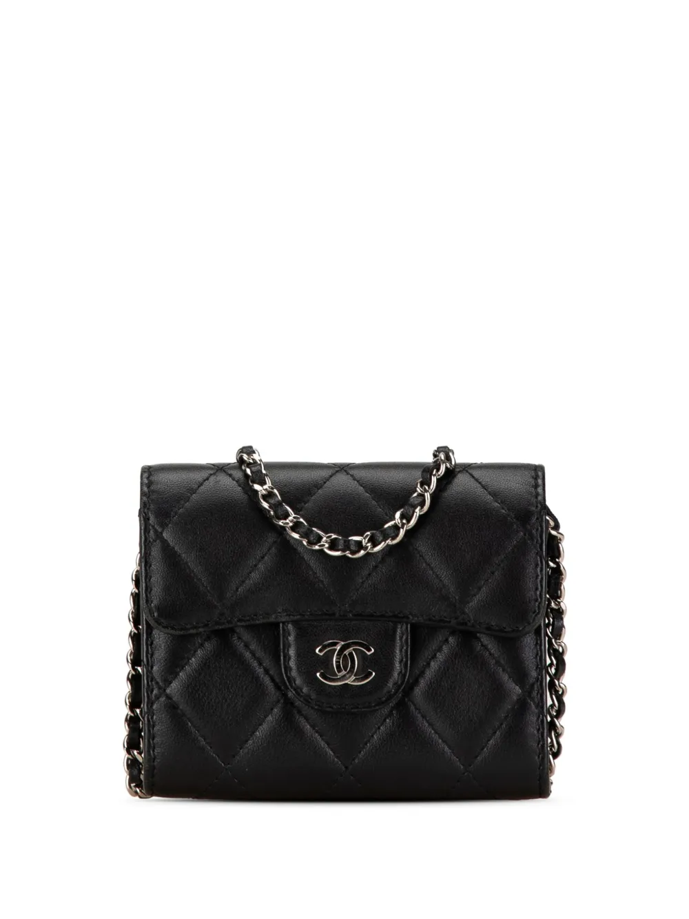 CHANEL Pre Owned 2018 2019 Mini Quilted Lambskin Clutch On Chain Crossbody Bag Black FARFETCH