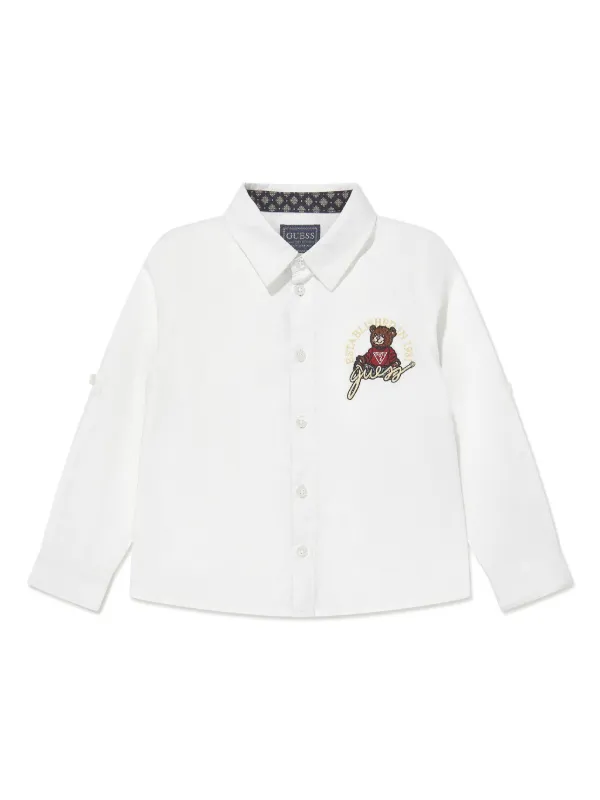 Guess Kids Teddy Bear embroidered Shirt White FARFETCH AE