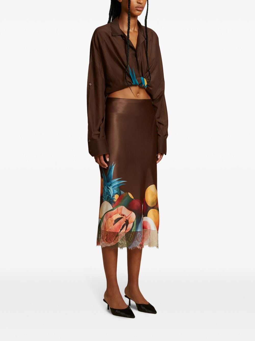 Shop Donde Esteban Salpicon Skirt In Brown