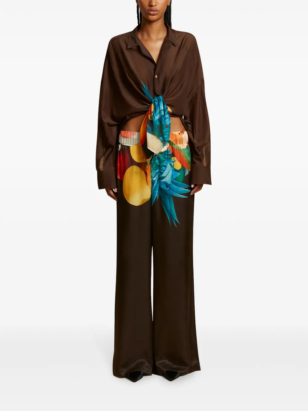 Shop Donde Esteban Salpicon Wide-leg Trousers In Brown