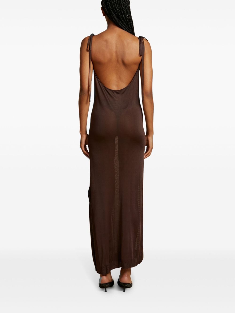 Shop Donde Esteban Guayabera Midi Dress In Brown