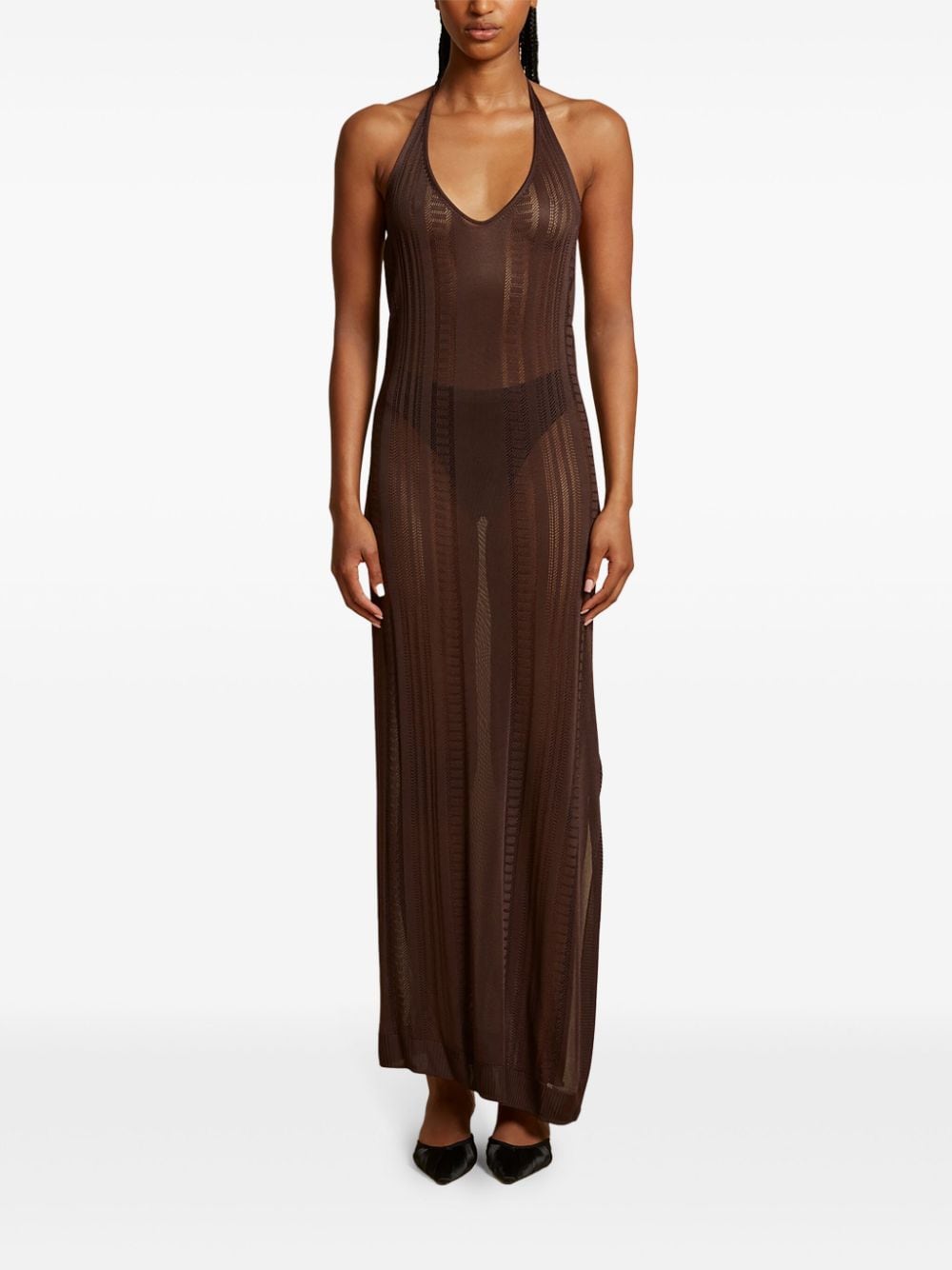 Shop Donde Esteban Guayabera Midi Dress In Brown