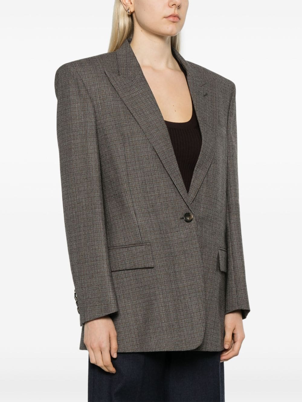 Shop Stella Mccartney Check-pattern Blazer In Brown