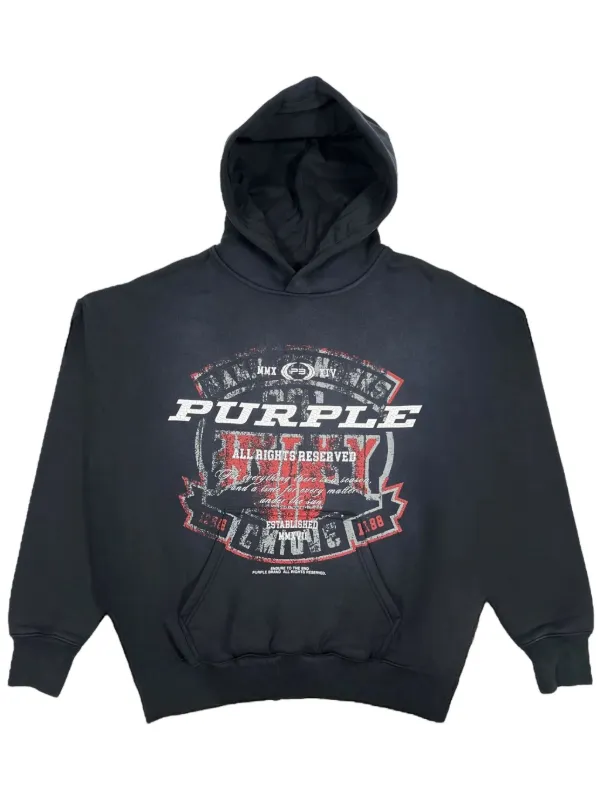 Purple Brand graphic-print Cotton Hoodie Black FARFETCH IN