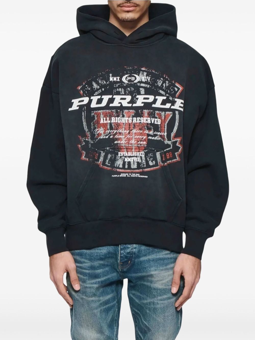 Purple Brand Katoenen hoodie met grafische print - Zwart