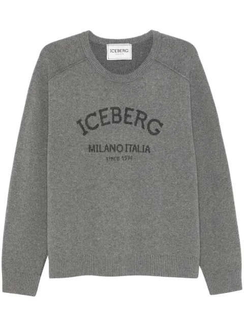 Iceberg logo-intarsia crew-neck sweater