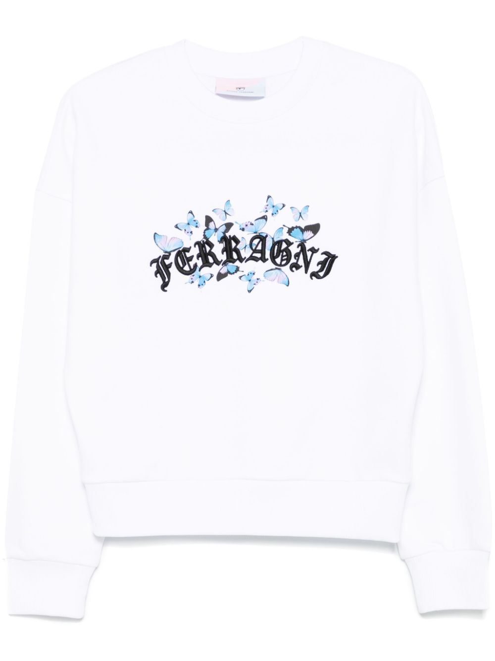 Chiara Ferragni Gothic Butterflies Sweatshirt In White