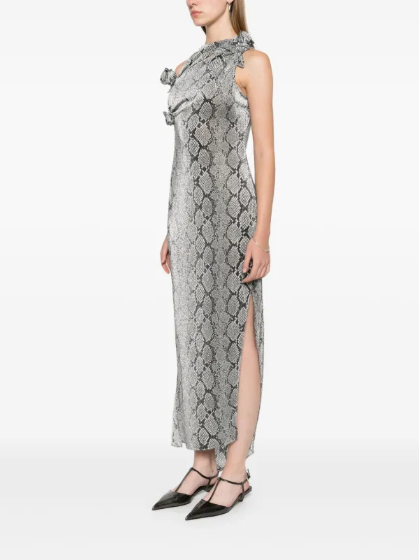 Coperni Snake-Print Flower Gown | Grey | FARFETCH