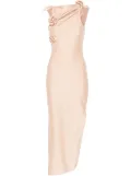 Coperni floral-appliqué maxi dress - Neutrals