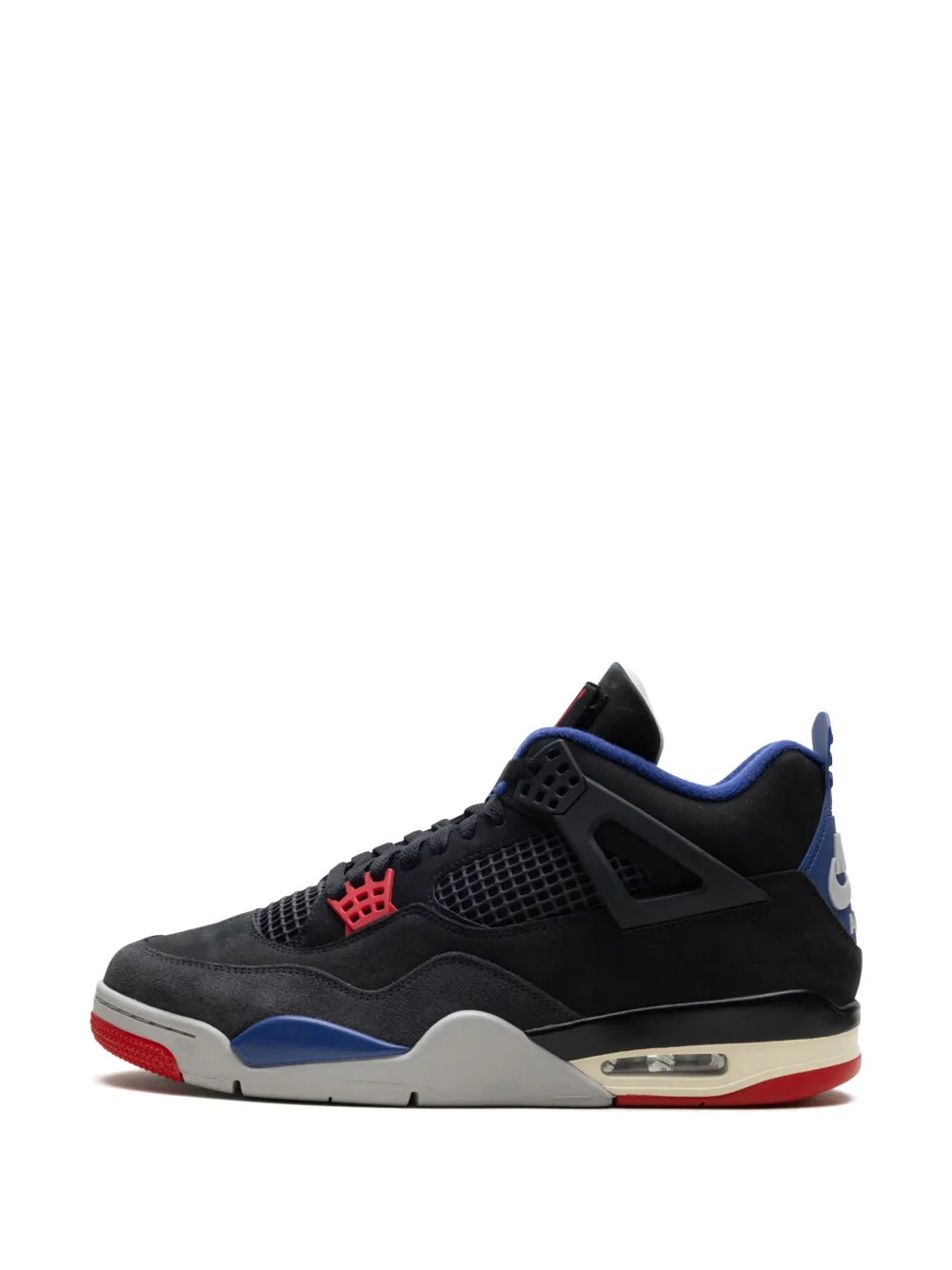 Jordan Air 4 "Rare Air Black Fire Red Deep Royal Blue Dark Smoke Grey Tech Grey" sneakers