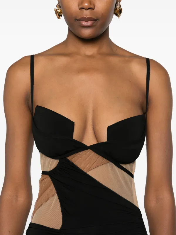 Nensi Dojaka sheer-panels Mini Dress | Black | FARFETCH