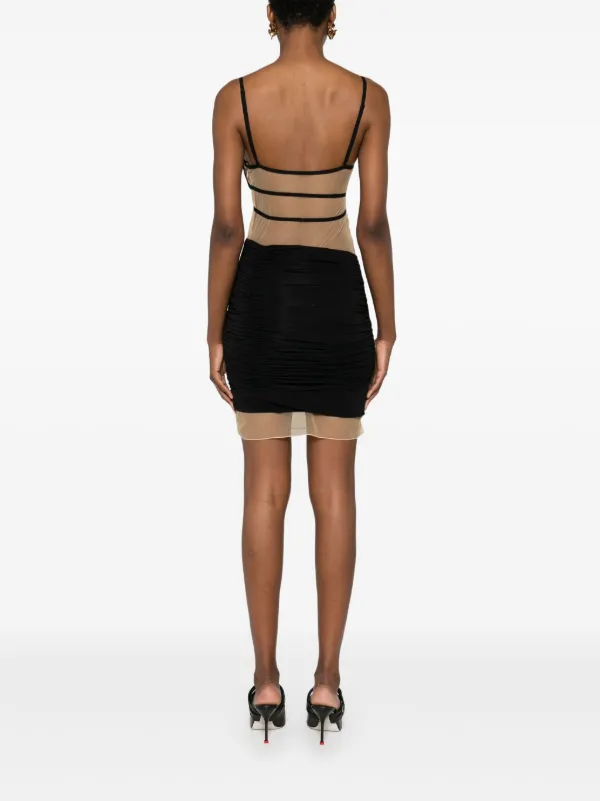 ワンピース NENSI DOJAKA Deep neckline minidress Black Cutout velvet and mesh minidress in black - Nensi Dojaka