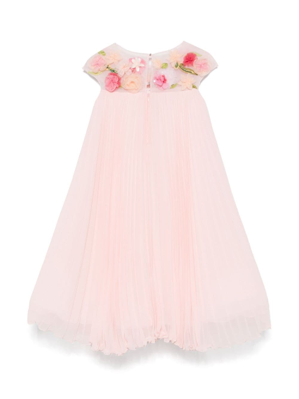 MARCHESA KIDS COUTURE floral-appliqué dress - Roze