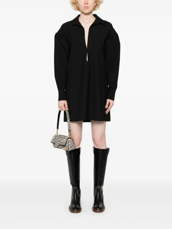philosophy di lorenzo serafini mini dress Balloon-Sleeve Mini Dress In Multi Black