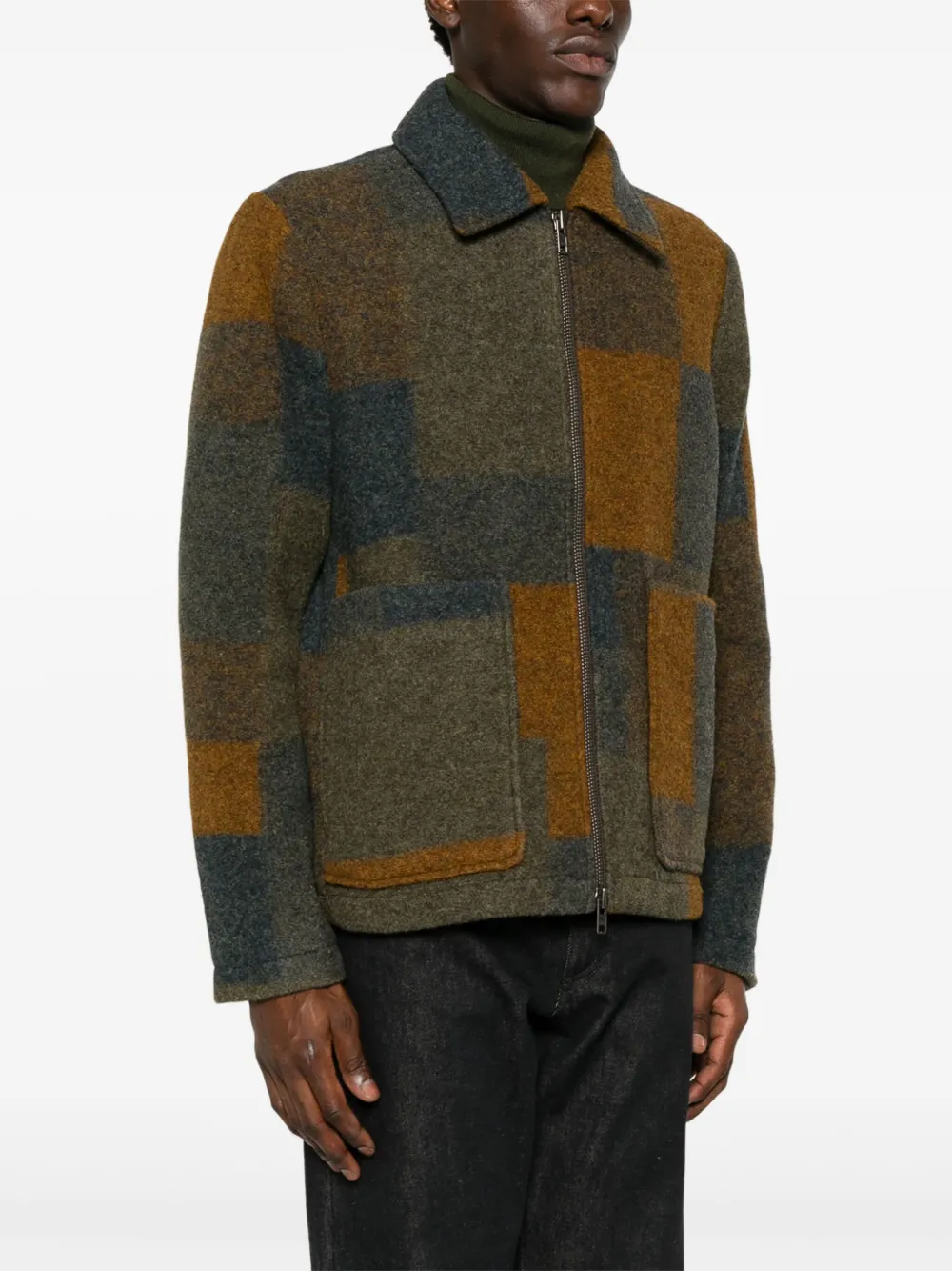 Nn07 Gael 8267 Checked Brushed Wool-blend Jacket In Brown