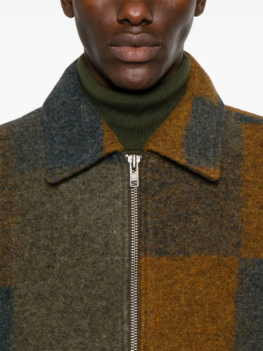 Nn07 Gael 8267 Checked Brushed Wool-blend Jacket In Brown