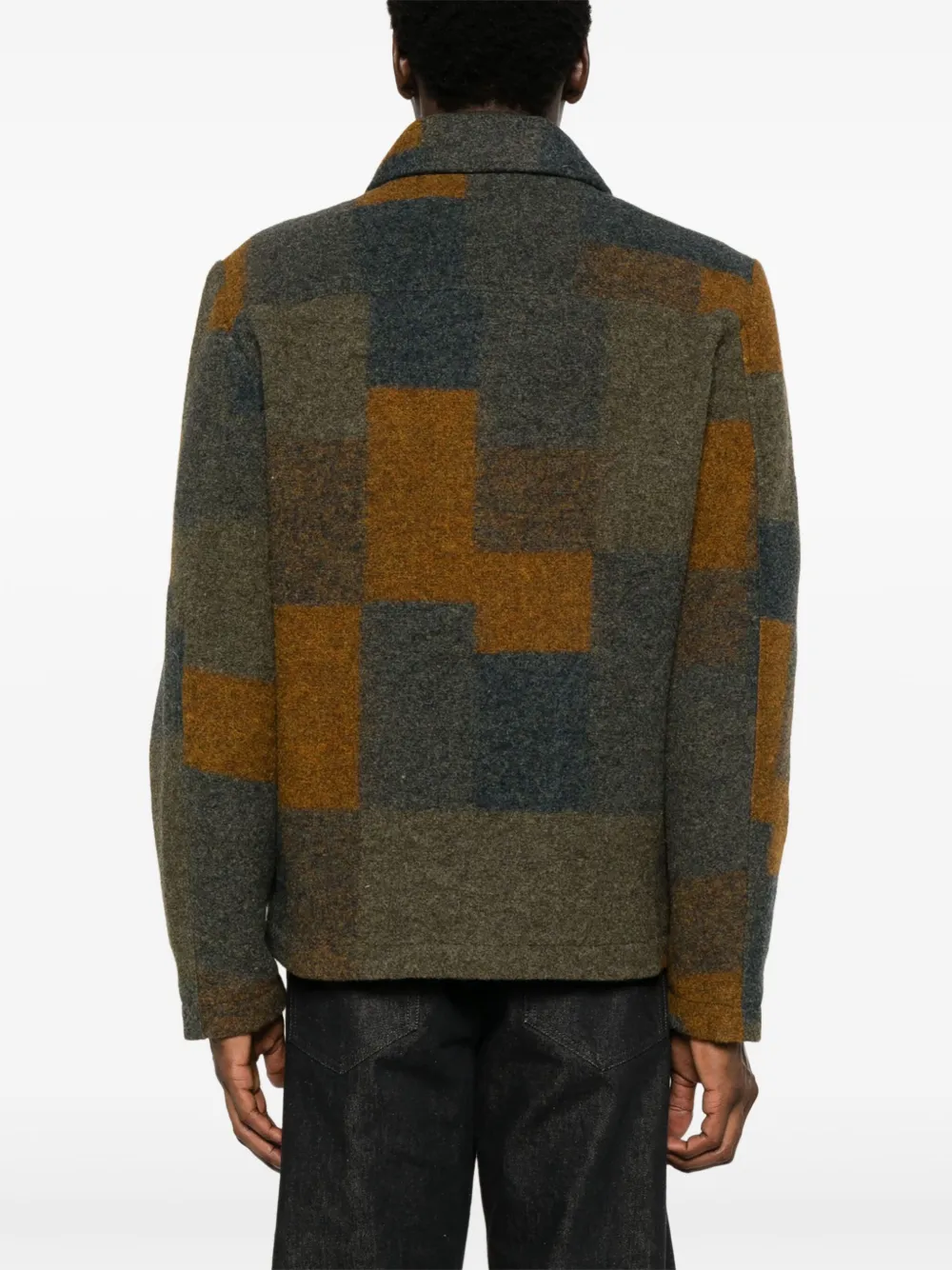 Nn07 Gael 8267 Checked Brushed Wool-blend Jacket In Brown