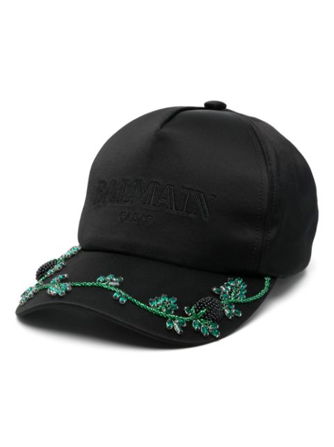 Balmain crystal-embellished cap Women