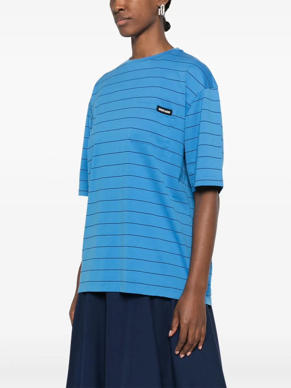 Miu Gestreept T-shirt Blauw