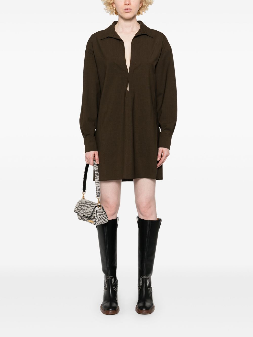 Shop Philosophy Di Lorenzo Serafini Shift Mini Dress In Brown