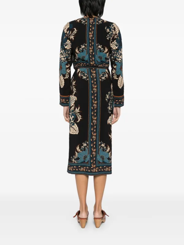 farm rio blossom tapestry black midi dress FARM Rio Blossom Tapestry Black Midi Dress