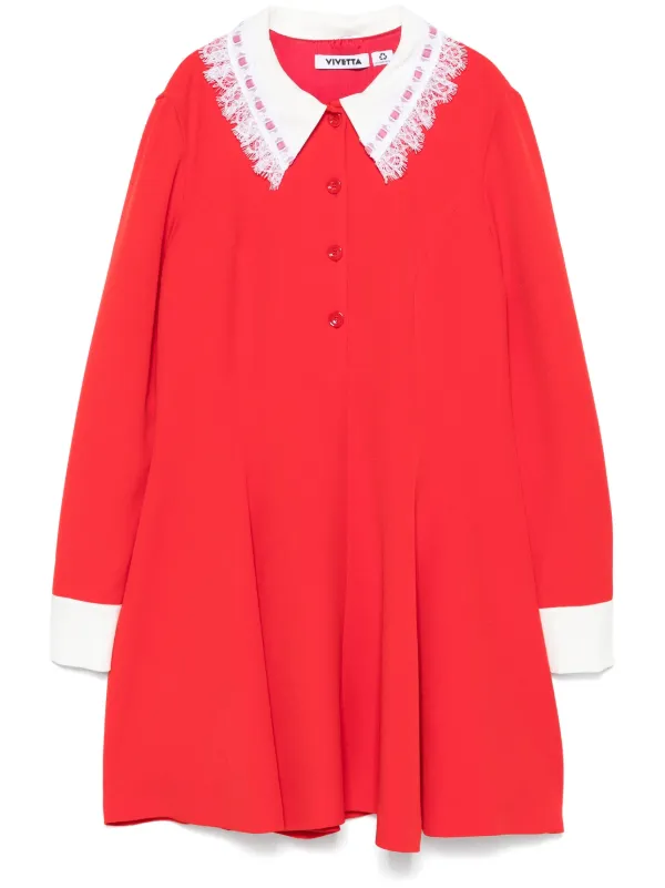 White Collar Lace Peter Pan Collar Dress Vivetta Lace-detail Dress Red  FARFETCH UZ