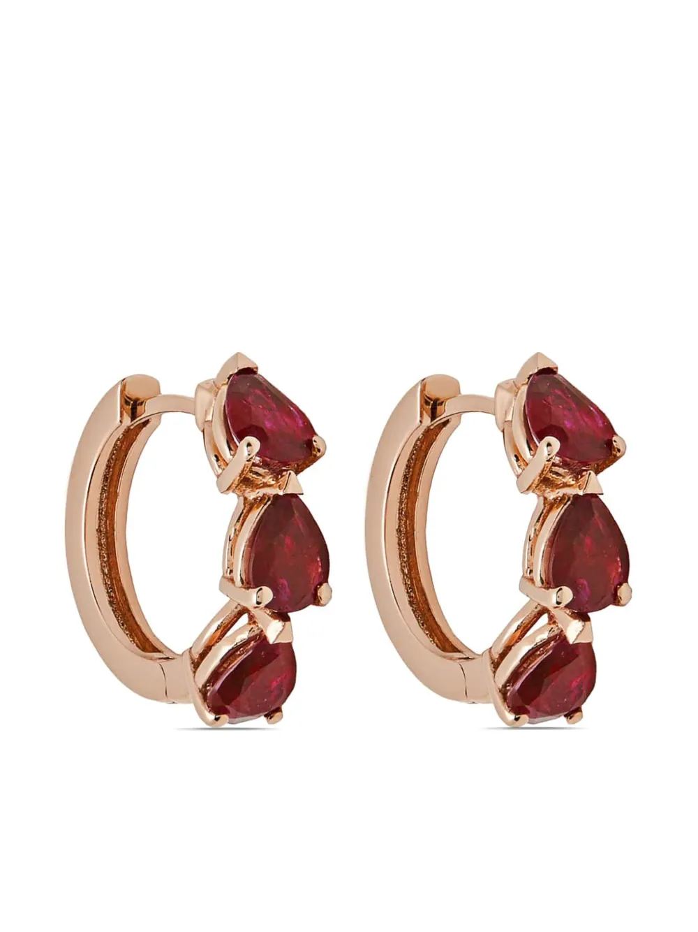 Jewels Aficionado 18kt rose gold ruby huggie earrings - Pink