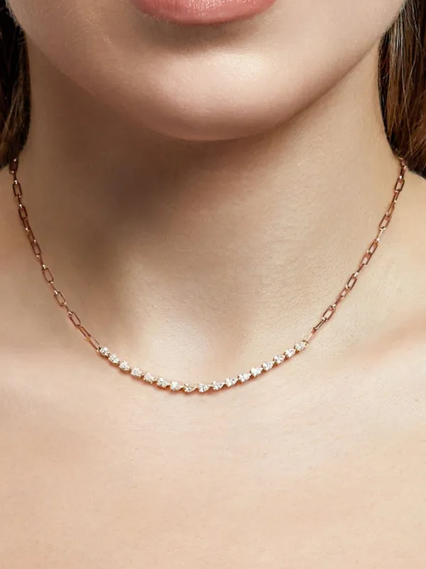 Jewels Aficionado 18kt Rose Gold Diamond Chain Necklace Pink