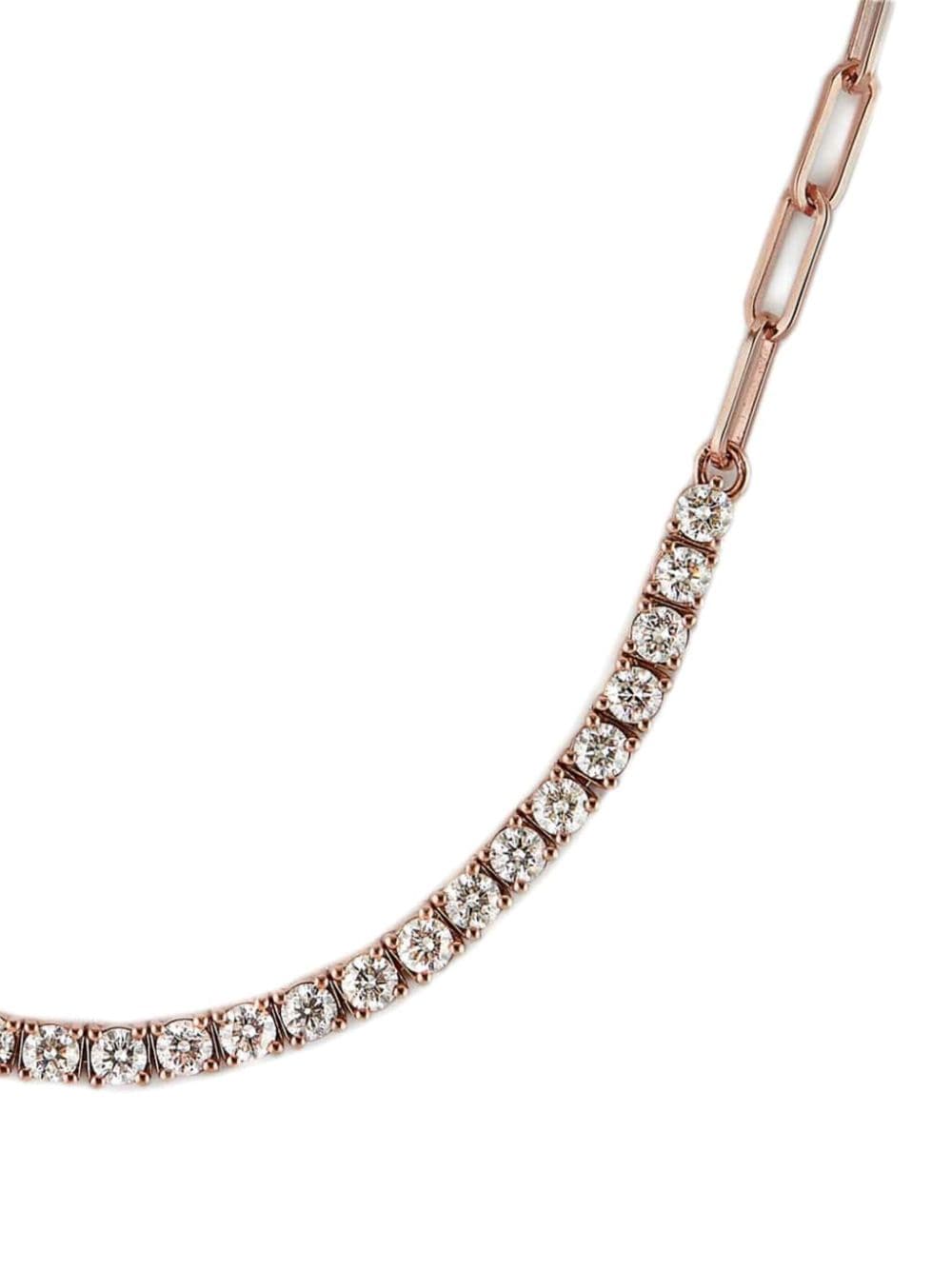 Jewels Aficionado 18kt roségouden schakelhalsketting met diamant - Roze