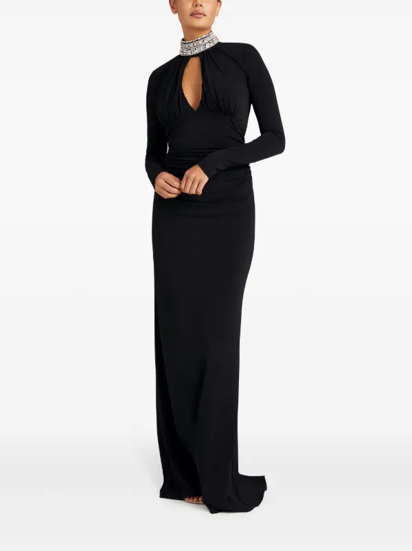 Cinq A Sept Women's Kimbra Embellished Keyhole Gown - Black - Size 0 Cinq A Sept Women's Kimbra Embellished Keyhole Gown - Black - Size 0