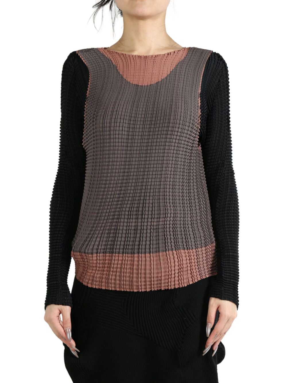 Issey Miyake layered pleated blouse - Nero