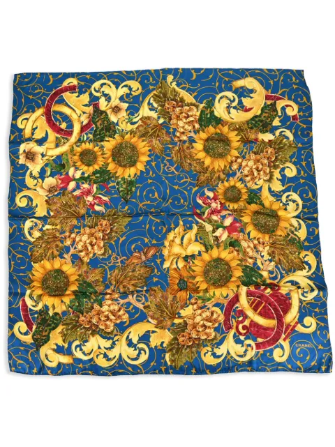 HOT SALE CHANEL 1990-2000s Sunflower scarf Women