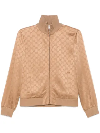 コート GUCCI Women Jackets 820434Z8BZF BEIGE GG canvas bomber jacket in camel and ebony | GUCCI® US