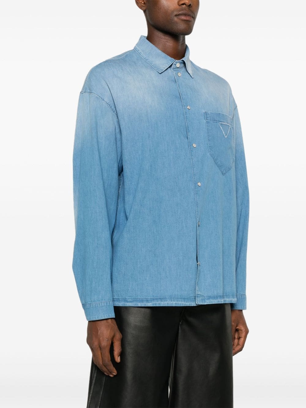 Shop Prada Denim Shirt In Blau