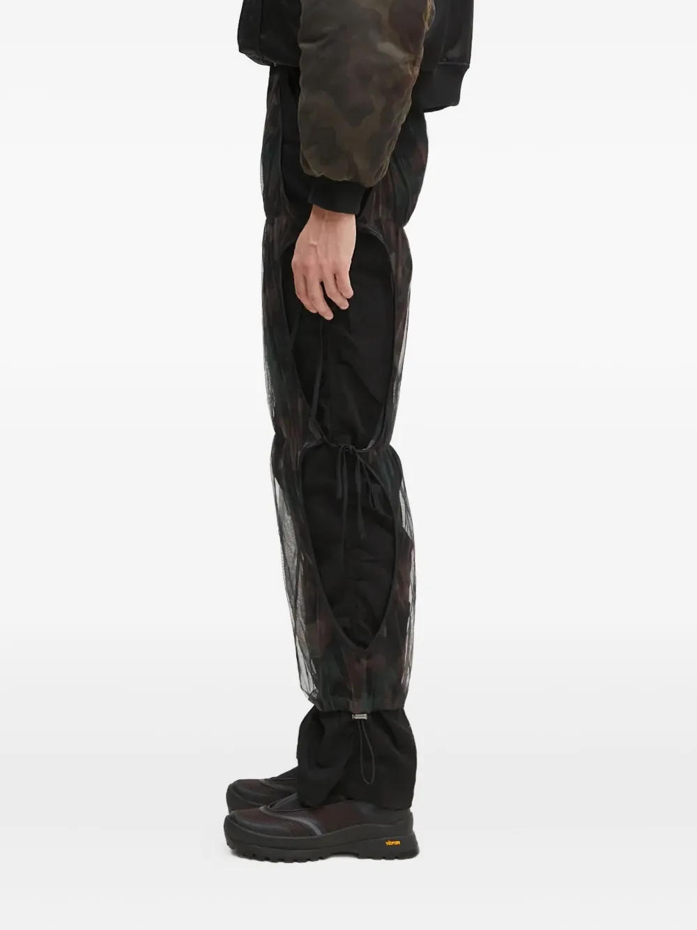 Andersson Bell Mesh gelaagde broek met camouflageprint - Zwart