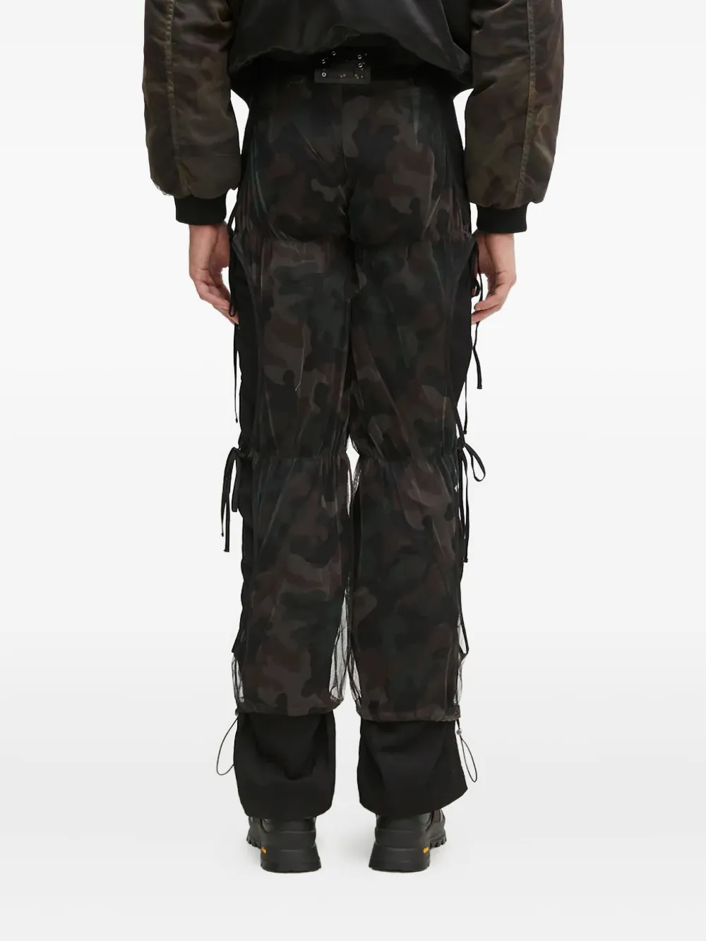 Andersson Bell Camouflage Mesh Layered Tying Trousers In Black