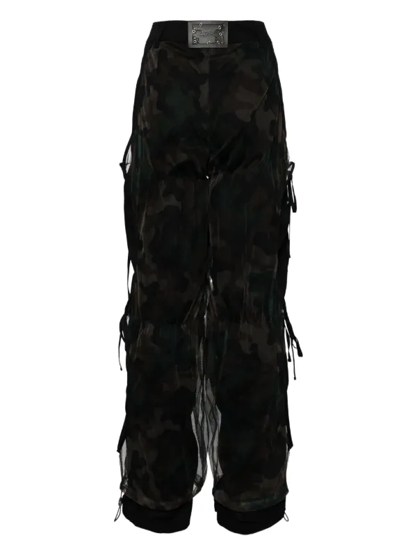 Andersson Bell Camouflage Mesh Layered Tying Trousers | Black