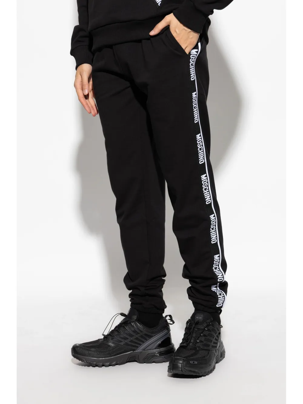 Moschino Lounge broek met logoband Zwart