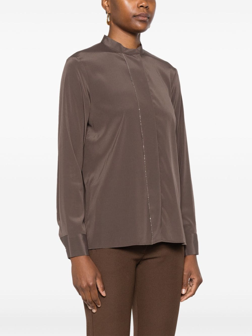 Shop Peserico Georgette Blouse In Brown