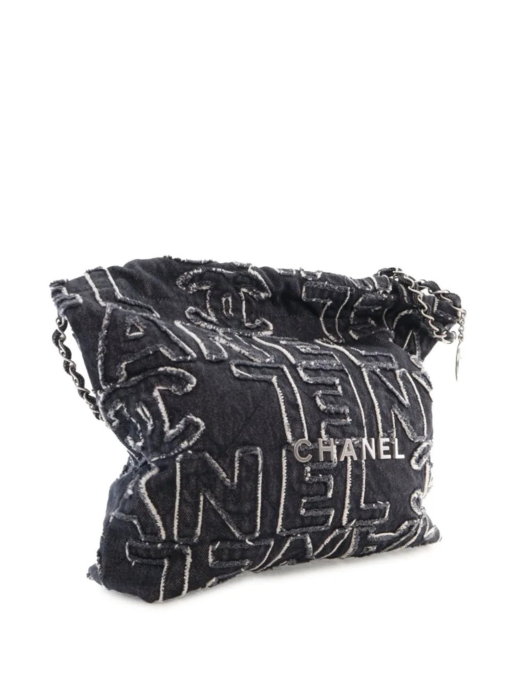 CHANEL Pre-Owned 2023-2024 Logo Denim 22 shoulder bag - Blauw