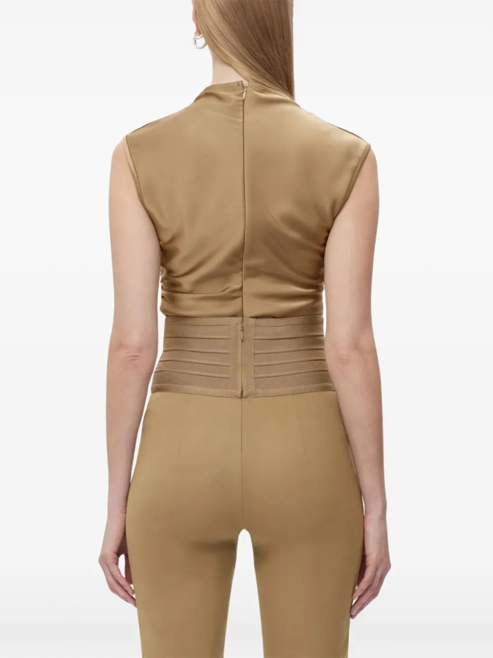 Hervé Léger Satijnen blouse Beige
