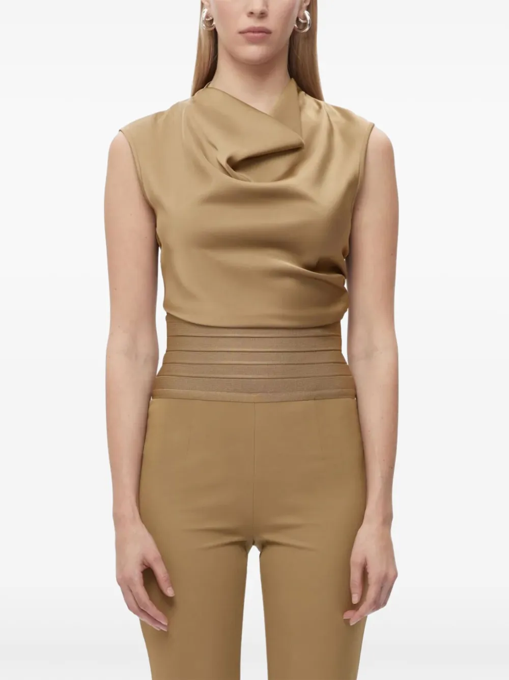 Hervé Léger Satijnen blouse Beige