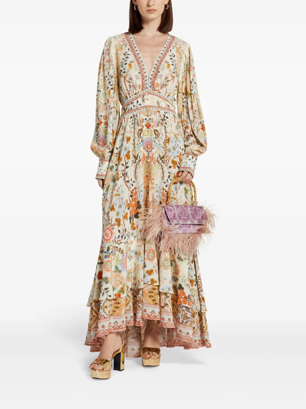 Camilla In Honour of Heirlooms-print maxi dress - Beige