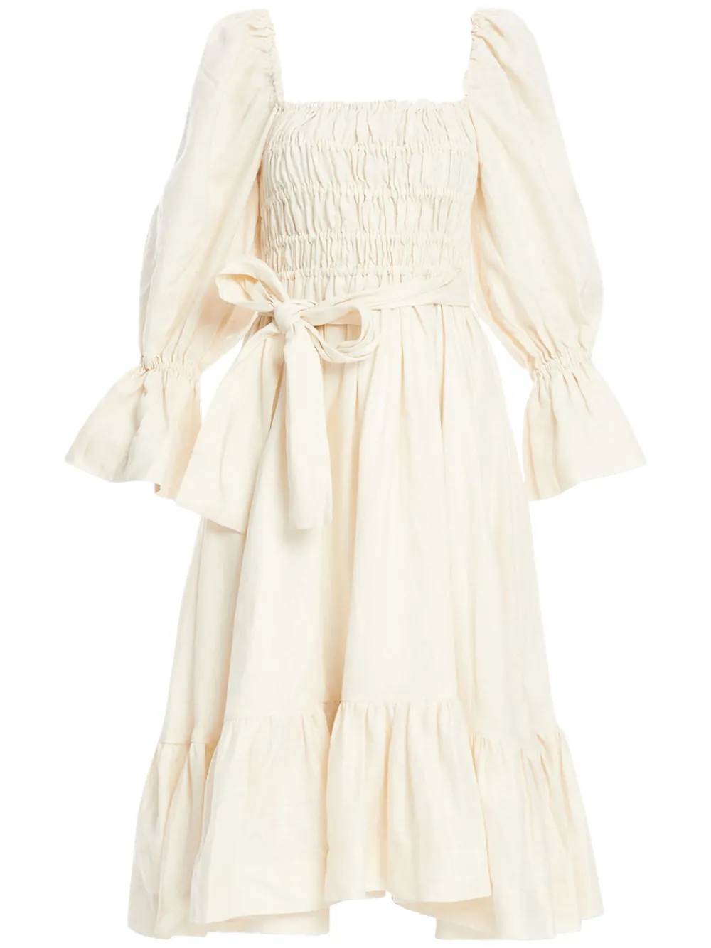 Shop Vasiliki Ruched Midi Dress In Neutrals